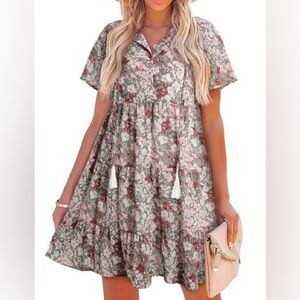 Floral Print Short Sleeve Dress
